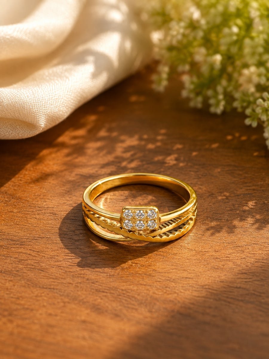 Triple Row CZ Cluster Band Ring in Stainless Steel - view 4