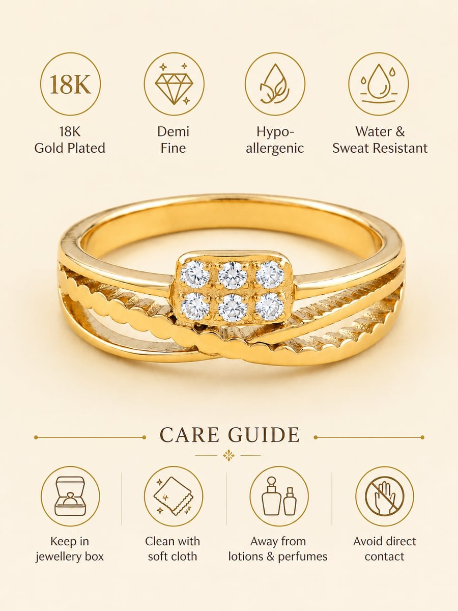 Triple Row CZ Cluster Band Ring in Stainless Steel - view 6
