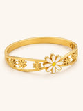 White Daisy Bangle with Cut-Out Flowers – Demi-Fine Gold