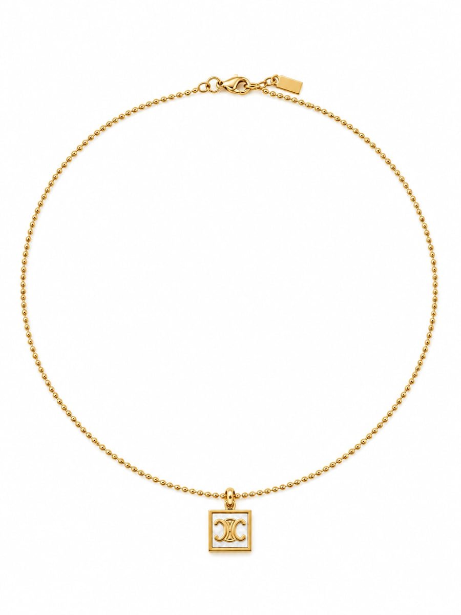 White Inlay Square Medallion Necklace – Demi-Fine Gold
