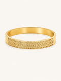 Wide Hinged Lattice Bangle, Anti-Tarnish Gold