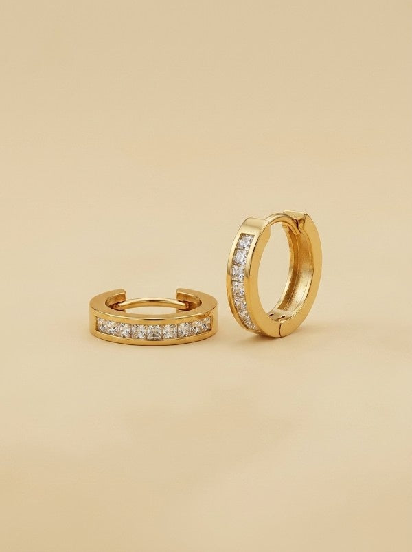 Sophisticated 18K Gold Plated Zirconia Huggie Earrings