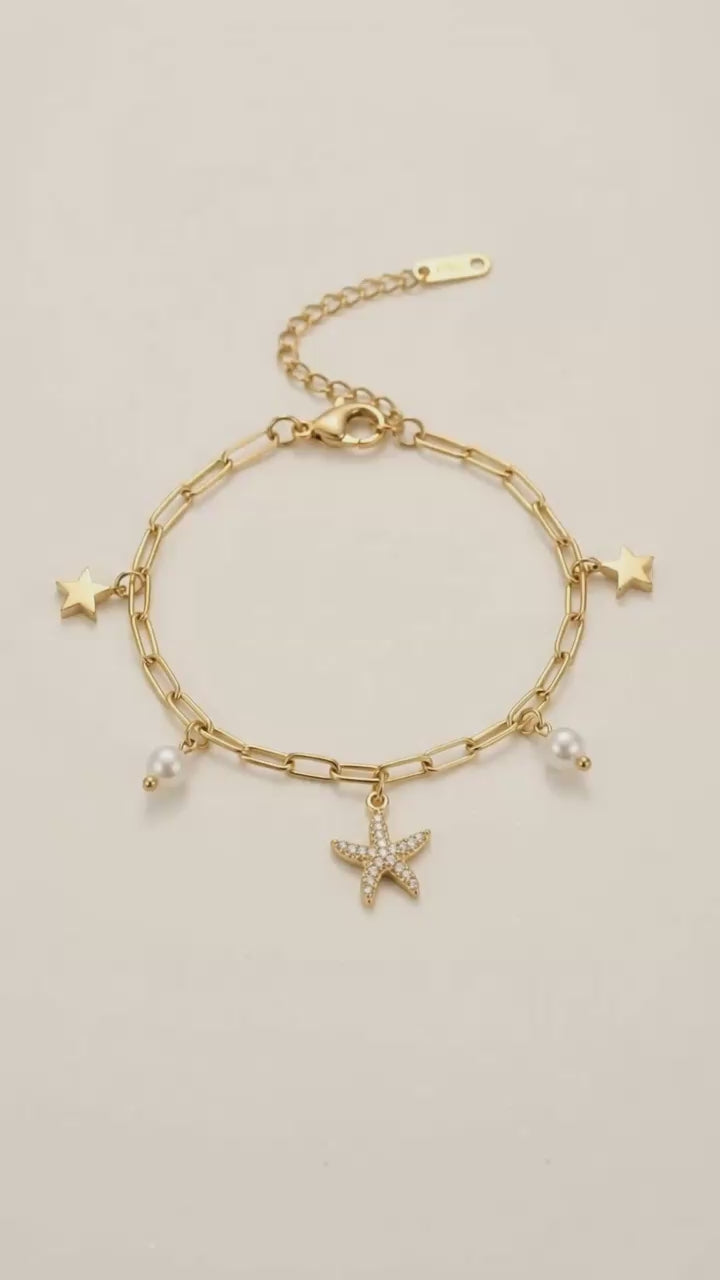 CZ Starfish Charm Bracelet – Demi-Fine Gold